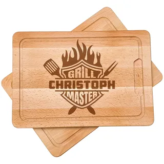 Geschenkfreude Schneidebrett mit Gravur personalisiert aus hochwertiger Buche - Grillzubehör Männergeschenk - Vatertagsgeschenk - Grill Zubehör als Geschenke für Männer - Geschenke für Griller