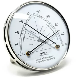 Fischer 142.01-01 Raum-Klimamesser - Synthetic-Hygrometer u. Bimetall-Thermometer mit Edelstahl-Pins - Made in Germany