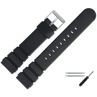 MARBURGER Uhrenarmband 20mm Kunststoff PVC Schwarz schwarz|silberfarben