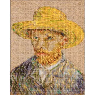 PANNA Kreuzstich Stickpackung Goldene Serie. Selbstportrait mit Strohhut. Vincent van Gogh, Zählmuster, 21,5x27cm