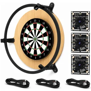 König Design Autodarts Komplettset Steeldart Autoscoring LED Ring & 3x OV9732 Kamera Tracking Schwarz - Schwarz