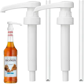 2 Stück Dosierpumpe 1L Sirup,Dosierpumpe zum Drinks,Sirup Spender Wiederverwendbar,Pumpspender Set,für Monin Glas Flasche des Ersatzpumpe,Kompatibel Monin Sirup Pumpe 0,7/1,0 L (Weiß 700 ml)