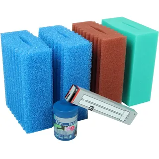 Wacredo Wartungspaket für Oase Biotec 5.1 Teichfilter Schwamm Set Filterstarter 18 Watt Leuchtmittel Komplettset Wasseraufbereitung Filterschwamm Teichpflege Ersatzschwämme
