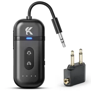 2-IN-1 Bluetooth 5.4 Adapter Transmitter, Blue-Tooth Splitter für 2 Kopfhörer wie Airpods,Bluetoo th Adapter, with 3.5mm Aux Audio Jack for Travel, Aviation, Television, Flugzeug,TV, Audio, Car