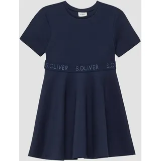 s.Oliver Kurzes Interlock-Kleid mit Logo-Glitzertape blau - 134