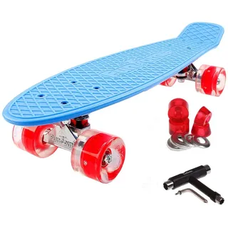 FunTomia 57cm Mini-Board Skateboard mit oder ohne LED Leuchtrollen inkl. Aluminium Truck, ABEC-9 Kugellager und T-Tool