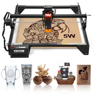 Vevor Lasergravierer, 5 W Leistung, Laser Graviermaschine, 38x40 cm Arbeitsbereich, 10000 mm/min Bewegungsgeschwindigkeit, Komprimierter Punkt mit Augenschutz, für Holz, bestimmte Metalle