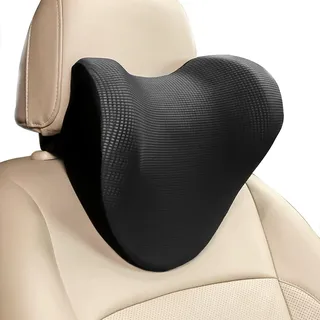 YUNNUO Autositz Nackenkissen,Autokissen für Fahrersitz mit verstellbarem Gurt,Space Memory Foam Autokissen für Ice Silk Atmungsaktives Auto (schwarz)