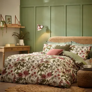 Wylder Nature WallFlower Botanical Bettbezug-Set – Vintage Botanics Leinenoptik (Natur – Doppelbett)