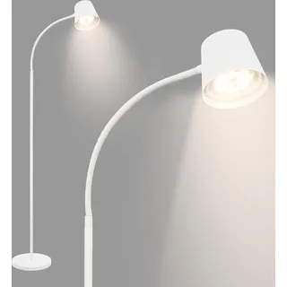 Briloner - LED Stehlampe kabellos mit Touch, stufenlos dimmbar, Akku & Lichtquelle tauschbar, Akku Stehleuchte, Leselampe, Wohnzimmerlampe, Deckenfluter, Standleuchte, 126,5 cm hoch, Weiß