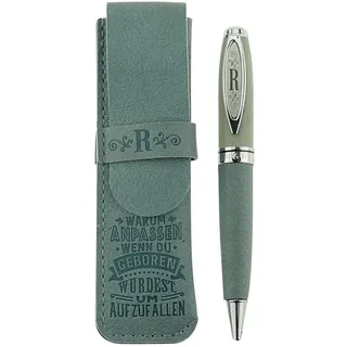 History & Heraldry Bamboo Persönlicher und individueller Kuli Kugelschreiber Stift mit Namen und Spruch Personalisiertes Etui Monogramm-Design persönliches Geschenk (Kuli R)