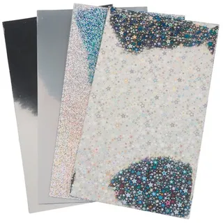 Stellwag Stumpenkerze Verzierwachs-Set 4 Wachsplatten, 15,5 cm x 9 cm silberfarben