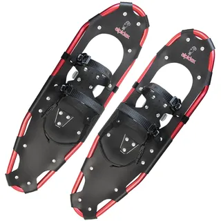 ALPIDEX Schneeschuhe Aluminium Rahmen Damen Herren ab Schuhgröße 36 bis 135 kg Ratschenbindung Tragetasche, Farbe:Black/Red 30