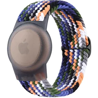 Amzpas AirTag Armband für Kinder - Kratzfeste Schutzhülle, Leicht zu Tragendes Geflochtenes Nylon mit Cowboy-Regenbogen Design