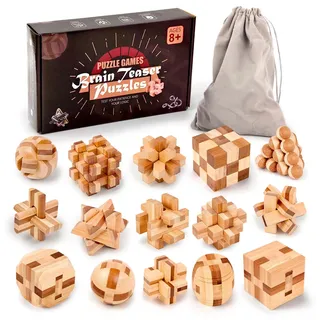 Holzsammlung 9 Stück Knobelspiele 4,5 cm