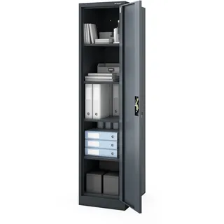 Jan Nowak Aktenschrank Metall 185 x 60 x 45 cm Anthrazit abschließbar 4 Böden