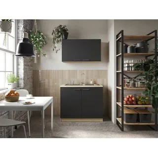 Respekta Merle Pantryküche Elektrokochfeld links schwarz