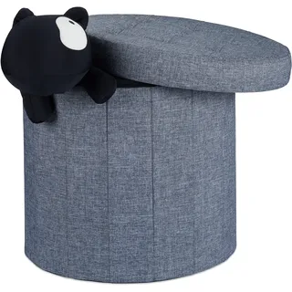 Relaxdays Sitzhocker mit Stauraum Größe L, Fußhocker mit Deckel, Polsterhocker zur Aufbewahrung, 43x45x45 cm, dunkelgrau