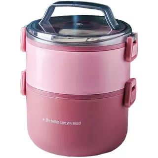 Coonoor Thermobehälter Müslibecher to go, Auslaufsicherer Lunchbox, Essensbehälter, Vielseitiger Müsli to go Becher für Schule,Arbeit,Picknick,Reise rot 1600 ml