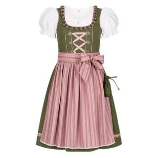 Nübler Dirndl Kinderdirndl 3-teilig Nabilia in Grün von Nübler - Rocklänge knielang 3 teiliges Set aus Dirndl, Bluse und Schürze, Kinder Tracht grün 164