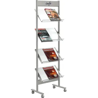 Kerkmann Prospektregal Ecoline 42631414 51x157,5x35cm 4 Böden silber/transparent