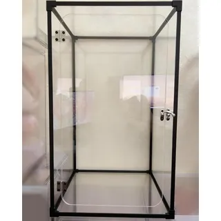 Vibeo Acryl Vitrine Klare Acrylvitrine mit Tür, 25, 30, 40, 50, 60 cm Hoch, Aufklappbar, Staubdichter Acryl-Aufbewahrungsschrank für Puppen, Figuren, Trophäen(30x30x40cm/12x12x16in)