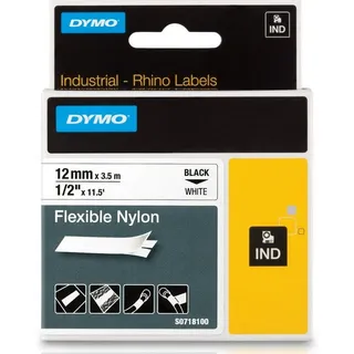 Dymo Original Farbband Nylonband schwarz auf weiß 12mm x 3,5m Nylon flexibel