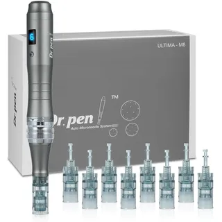Dr. pen Ultima M8 Microneedling Pen mit 8 Typen Cartridges - Drahtlose Dr pen Microneedling Das beste Weihnachtsgeschenk für Frauen/Männer(M8-Grau)
