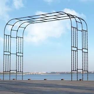 ZECHKA Gartenbogen, 1.8x2.4x0.4m Metall Pergola Rankhilfe Schwarz, Rosenbogen, Rankgitter Torbogen, Für Rosenhilfe Kletterpflanzen, Hinterhof, Rasen, Terrasse, Innenhof (Size : 3.2x2.4x0.4m)