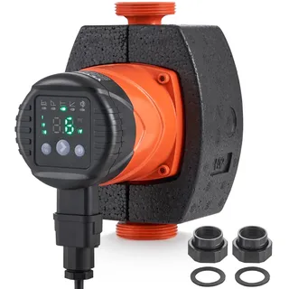 Vevor Warmwasser-umwälzpumpe, Energieeffizient, Hocheffiziente Heizungspumpe, Ecm-permanentmagnetmotor, 220V, 22W, 50L/min Max. Durchflussrate, 4M Max. Förderhöhe, 3,81 cm Gewindeanschluss, 5 Intelligente Steuerungsmodi, Geräuscharm