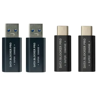 NONDK 4-teiliger USB-Datenblocker und USB-C-Datenblocker, Saftdiebstahl, unterstützt schnelles Laden, verhindert Datendiebstahl