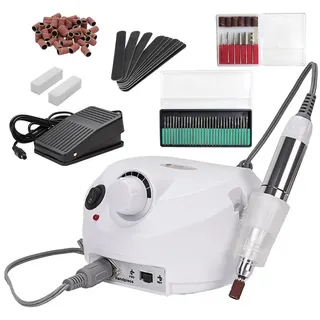 Clanmacy Maniküre-Pediküre-Set Elektrische Nagelfräser Fußpflegegerät 30000U/min Maniküre Pediküre, Nagelmaschine, Für Acrylarbeiten geeignet weiß