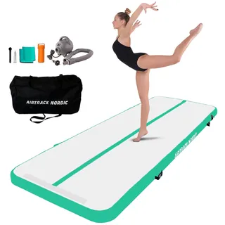 AirTrack Nordic Standard Airtrack Matte 3m - 8m mit Luftpumpe, Turnmatte Aufblasbar, Am Besten für Gymnastik, Yoga - Langlebig & Einfach zu Transportieren Matte Sport, Gymnastikmatte (4, minze)