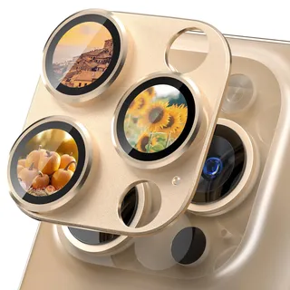 CloudValley für iPhone 16 Pro/iPhone 16 Pro Max Kamera Objektiv Schutz, [AR+AF 98% Transmittance] [Full Coverage] Ultra-HD gehärtetes Glas Abdeckung, Metall Bildschirm Schutz,Wüsten-Titan