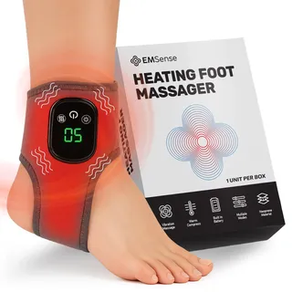 Emsense EMS Fußmassagegerät mit Dreifach‐Technologie zur Förderung der Durchblutung, Elektrischer Fuß‐Massager mit 3 Massage‐Modi & Wärmefunktion für Entspannung & Schmerzlinderung – 1er‐Pack