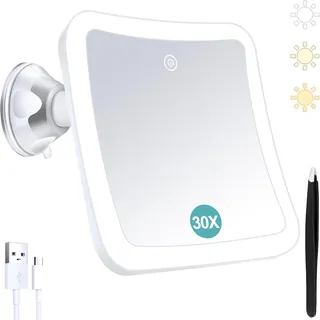 B Beauty Planet Vergrößerungsspiegel Mit Licht,30 Fach Vergrößerung, Beleuchtete