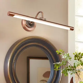 LOGT LED Vintage Spiegelleuchte Bad 180° Drehbare Metall Spiegellampe Antik wasserdichte Wandleuchte Dimmbar 3000k/4500k/6000k Schwenkbar Wandlampe Arc Arm Bilderleuchte 55cm/10W für Schlafzimmer