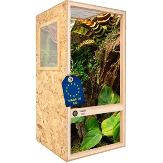 ITA Chamäleon Terrarium 120x60x60 cm mit Flächenbelüftung & Integriertem Hygrometer - Holzterrarium aus OSB-3 Platten - Terrarien für Chamäleons und andere Tierarten - EU Produkt
