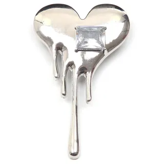 FIRETTI Brosche FIRETTI "Schmuck Geschenk Ansteckschmuck Herz mit großem Stein glitzernd", weiß (silberfarben,,, kristallweiß, kristallweiß), Broschen, Damen, Metall, Brosche, mit Glasstein