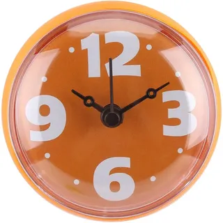 MAGT Badezimmeruhr, wasserdichte Badezimmer Uhr Saugnapf Wanduhr Saugwand Fenster Spiegel Bad Dusche Uhr(Orange)
