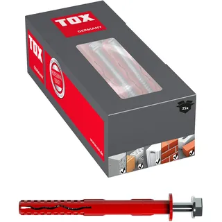 TOX Germany TOX Rahmendübel Fassad KB 10 x 200 mm + Schraube, Dübel für sichere Befestigungen von Fassaden, Türen und Fenstern in fast allen Baustoffen, Durchsteckmontage, 25 Stück im Karton, 062101661