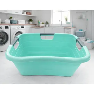 25 Liter Wäschewanne Wäschekorb ergonomisch Griffen Kunststoff Pastell Türkis