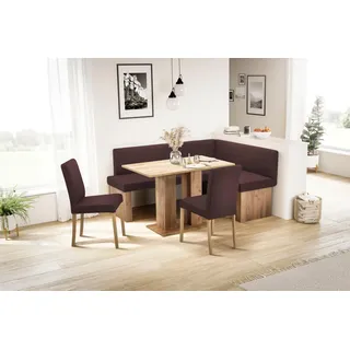 massivline & more Anna 2 130 x 83 x 169 cm Kunstleder langer Schenkel links braun/eiche