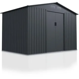 Juskys Metall Geräteschuppen XL Dunkelgrau
