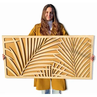 ORNAMENTI Wanddekoobjekt 3D WANDDEKO, Palmen, Blätter, tropischer Stil,grosse moderne boho,Holz (moderne Deko Anhanger, Wandsculptur, Holzbild, geschnitz Wandrelief, stilvolle Wanddekoration, Wandpaneel, Ornament, hingucker Wanddeko), Verzierung fur Zuhause, Wohnzimmer, Schlafzimmer, Wandkunst, 5 Größen 60 cm