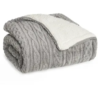 Blumtal Kuscheldecke 230 x 270 cm Grau/Weiß