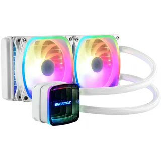 Enermax Technology ENERMAX AQUAFUSION ADV Snow Edition ARGB 240mm AIO CPU Wasserkühlung Dual Chamber Intel LGA1700/AMD AM5 Support 330W+ TDP (2x SquA RGB White 120 PWM Lüfter); ELC-AQFA240-SQA, weiß