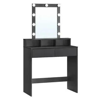VASAGLE Schminktisch RDT114T16, mit Beleuchtung, Spiegel und 2 Schubladen, 80x145cm