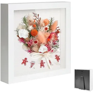 Bilderrahmen zum Befüllen, Tiefer Quadratisch Rahmen zum Befüllen 10 x 15 cm, mit Transparente Acrylplatte, 3D Objektrahmen Tiefer 3cm, für DIY Deko, Hochzeitsgeschenk, Weiß