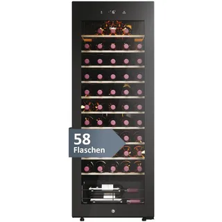 Haier Weinkühlschrank 50 SERIE 3 HWS58GGH1 I Weinklimaschrank für 58 Flaschen I Moderner Wine Fridge mit UV-Glastür & 10 Holzregalen I Wine Cooler mit Wi-Fi & Touch-Display I Vibrationsarme Lagerung